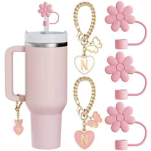 Letter Butterfly Flower Dust-proof Straw Cap for tumbler, Tumbler Set Accessories